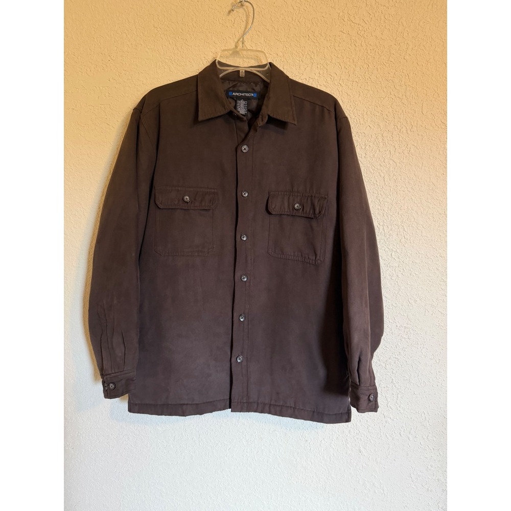 Architect Mens Faux Suede Quilted Lined Jacket Brown Small Gorpcore Cabin